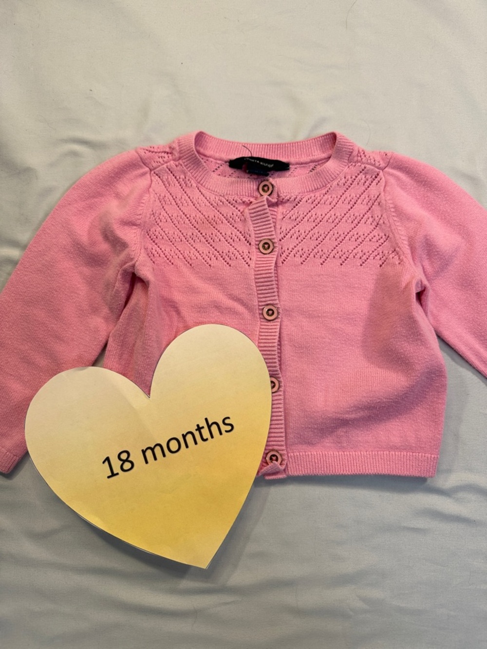 Tommy Hilfiger - Pink Long Sleeve Baby Sweater Cardigan